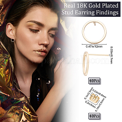 Ring Brass Stud Earing Findings&nbsp;KK-BBC0014-20G