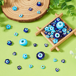 68Pcs 10 Styles Handmade Evil Eye Lampwork Beads&nbsp;LAMP-TA0002-71
