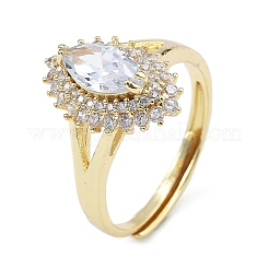 Adjustale Rack Plating Brass Micro Pave Clear Cubic Zirconia Finger Rings for Women&nbsp;RJEW-M028-53G