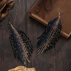 Bohemian Handmade Glass Seed Beads Tassel Dangle Earrings&nbsp;ZR0376
