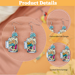 5 Pairs 5 Styles Acrylic Wine Glass Dangle Earrings with 304 Stainless Steel Pins&nbsp;EJEW-FI0001-68