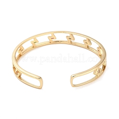 Brass Hollow Lightning Bolt Open Cuff Bangles with Colorful Glass for Women&nbsp;BJEW-M312-10G