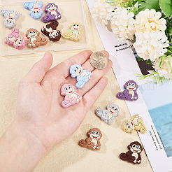 14Pcs 7 Colors Monkey Food Grade Eco-Friendly Silicone Focal Beads&nbsp;SIL-CA0003-10
