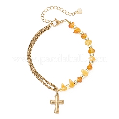 304 Stainless Steel Cross Charm Bracelets&nbsp;BJEW-JB13419