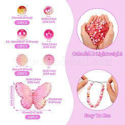 100Pcs 4 Styles Gradient ABS Plastic Imitation Pearl Beads & Transparent Acrylic Beads Sets&nbsp;KY-TA0001-31