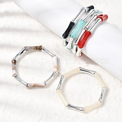 Plating Resin Beads Stretch Bracelets for Women&nbsp;BJEW-P374-02P