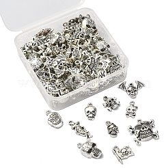 100Pcs 10 Styles Tibetan Style Alloy Pendants&nbsp;SKUL-CJ0001-01