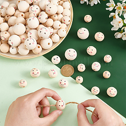 120Pcs 6 Styles Printed Natural Wood European Beads&nbsp;WOOD-PH0002-58