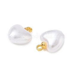 Brass & ABS Plastic Imitation Pearl Pendants&nbsp;PL-CBABB5B-01B-G