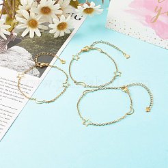 304 Stainless Steel Moon & Star Link Bracelet&nbsp;BJEW-JB06521