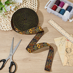 Rhombus Pattern Ethnic Style Polyester Ribbons&nbsp;OCOR-BC0009-21B