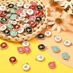 60Pcs 6 Colors Alloy Enamel Pendants&nbsp;ENAM-CJ0002-49