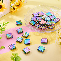 30Pcs Rainbow Iridescent Printed Opaque Acrylic Beads&nbsp;OACR-TA0001-73B