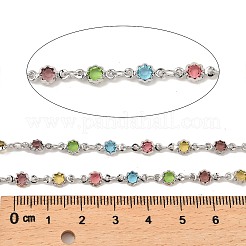 Rack Plating Brass Flower Link Chains&nbsp;CHC-A007-18P