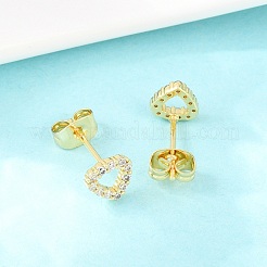 Brass Micro Pave Clear Cubic Zirconia Stud Earrings&nbsp;EJEW-F405-18G