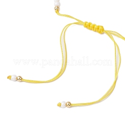 3Pcs 3 Colors Flower Handmade Millefiori Glass Bead Braided Bead Bracelets&nbsp;BJEW-MZ00165