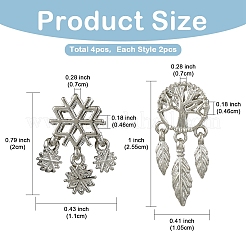 4Pcs 2 Styles Alloy European Beads&nbsp;FIND-YW0009-98