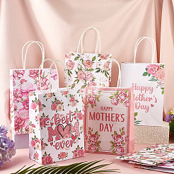 10Pcs 5 Styles Happy Mother's Day Flower Printed Paper Packing Tote Bags&nbsp;CARB-TA0001-19