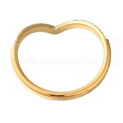 Ion Plating(IP) 304 Stainless Steel Micro Pave Clear Cubic Zirconia V Shape Finger Rings for Women&nbsp;RJEW-B066-04G