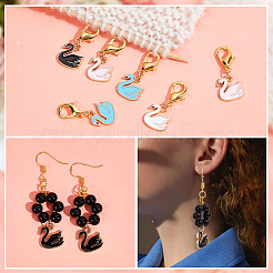 Alloy Enamel Swan Pendant Locking Stitch Markers&nbsp;HJEW-AB00047