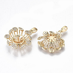 Brass Micro Pave Clear Cubic Zirconia Peg Bails Pendants&nbsp;KK-T062-14G-NF