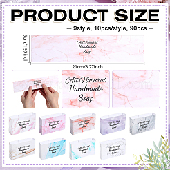 90Pcs 9 Style Rectangle with Marble Pattern & Word Handmade Soap Paper Tag&nbsp;DIY-PH0002-77B-WH
