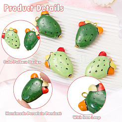 4Pcs 2 Styles Handmade Porcelain Pendants&nbsp;PALLOY-SW00141