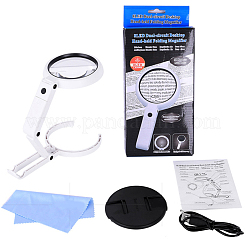 ABS Plastic Handheld and Desktop Foldable Illuminated Magnifier&nbsp;AJEW-L073-06