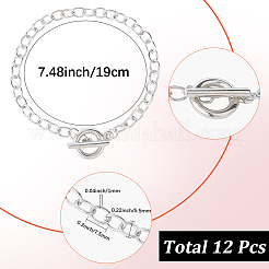 12Pcs Alloy Cable Chain Bracelets for Women Men&nbsp;BJEW-SC0001-60P