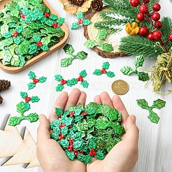 100Pcs Cloth Red Berry Leaf&nbsp;FIND-YW0008-66A