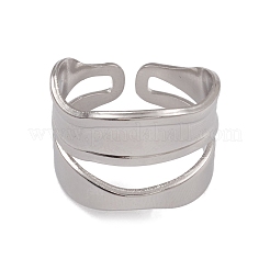Non-Tarnish 304 Stainless Steel Twist Wave Open Cuff Rings for Women&nbsp;RJEW-G285-26P