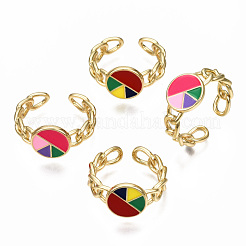Brass Enamel Cuff Rings&nbsp;RJEW-N035-004-NF