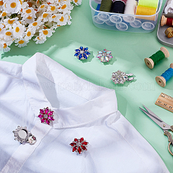 6Pcs Brass Glass Rhinestones  Cufflinks&nbsp;HJEW-PH02146