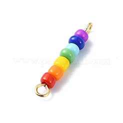 Chakra Glass Seed Beaded Connector Charms&nbsp;PALLOY-JF02530-02