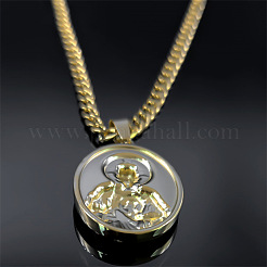304 Stainless Steel Saint Benedict Medal Pendant Cuban Link Chain Necklaces for Men&nbsp;FS-WGC49FB-02