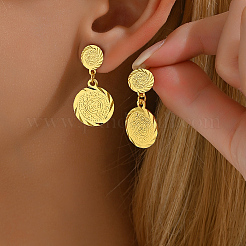 Elegant Brass Coin Dangle Stud Earrings&nbsp;SQ7606
