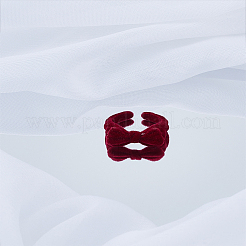 1Pc Bowknot Flocky Cuff Rings&nbsp;RJEW-LP0003-45