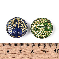 Flat Round with Peacock Glass Beads&nbsp;GLAA-T025-70M