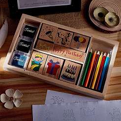 Birthday Theme Wooden Stamp Sets&nbsp;DIY-CP0001-79