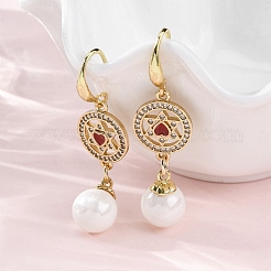 Brass Micro Pave Clear Cubic Zirconia Dangle Earrings&nbsp;EJEW-F362-03G