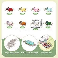 48Pcs 8 Colors Alloy Enamel Elephant Connector Charms&nbsp;ENAM-TA0001-80P