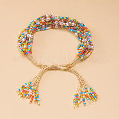 Bohemian Style Glass Seed Beaded Braided Bead Bracelets&nbsp;FS-WG2B627-01