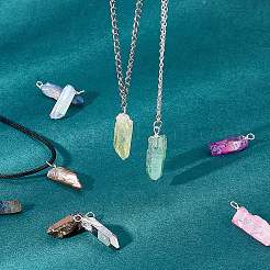 40Pcs Electroplated Natural Quartz Pendants&nbsp;FIND-DC0001-71