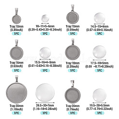 6Pcs 6 Styles 304 Stainless Steel Pendant Cabochon Settings&nbsp;STAS-TA0001-47B
