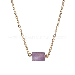 Natural Amethyst/Rose Quartz/Tiger Eye/Amazonite/Sodalite Faceted Column Pendant Necklaces&nbsp;NJEW-JN05133-02
