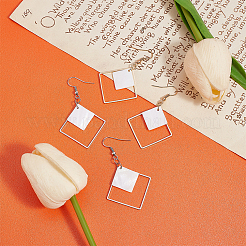 2 Pairs 2 Colors White Acrylic Rhombus Dangle Earrings&nbsp;EJEW-AN0001-85