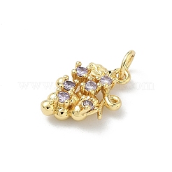 Brass Micro Pave Cubic Zirconia Pendants&nbsp;KK-H537-15G