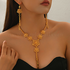 Alloy Hollow Flower Tassel Earrings & Necklaces Sets for Women&nbsp;EU9559