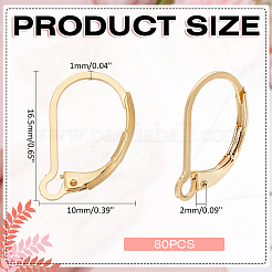 80Pcs 304 Stainless Steel Leverback Earring Findings&nbsp;STAS-ME0001-25G