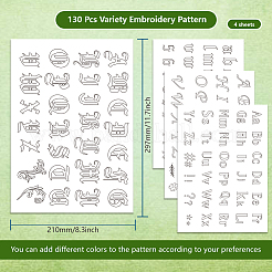 4 Sheets 11.6x8.2 Inch Stick and Stitch Embroidery Patterns&nbsp;DIY-WH0455-108